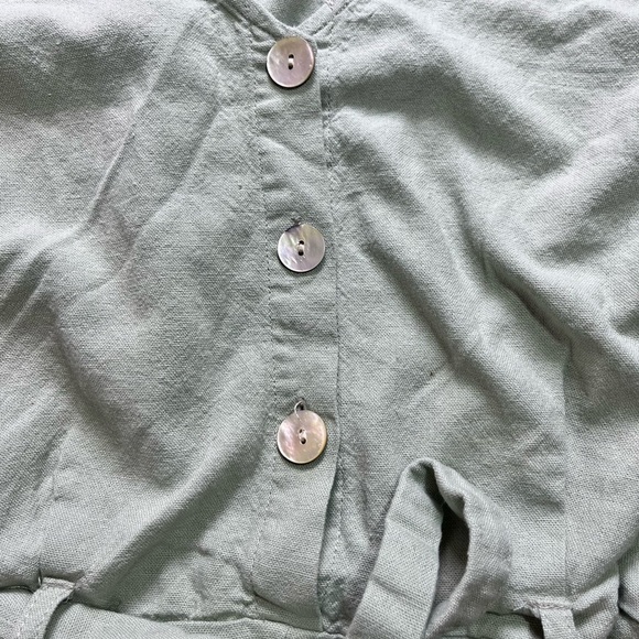 Vero Moda Romper Sz M Light Blue Buttons and Tie Waist - Picture 4 of 9